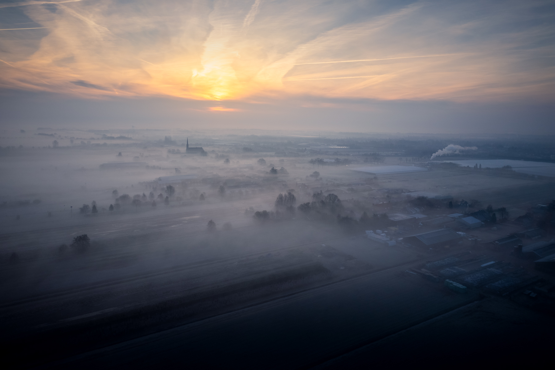 Elshout Mist Zonsopkomst Drone