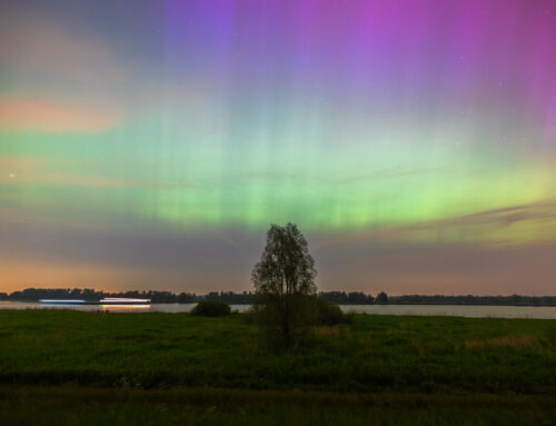 Noorderlicht boven de Biesbosch